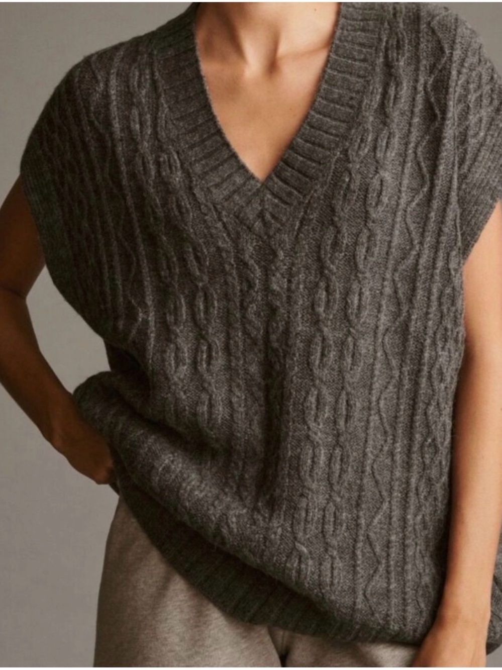 By Anthropologie Oversized Cable-Knit Sweater Vest Size S